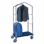 Carucior bagaje din otel cromat cu suport pentru haine, 950x550x1830mm 1