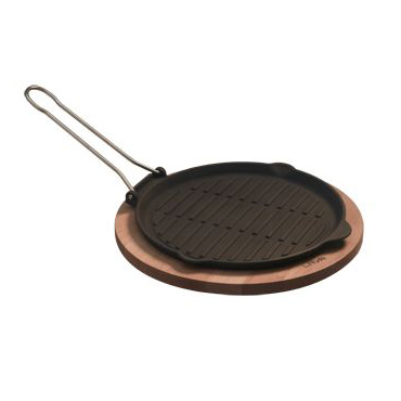 Grill din fonta ECO cu suport de lemn, diametru 25cm