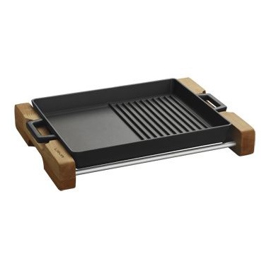 Grill din fonta ECO cu suport din lemn, 32x26x35cm