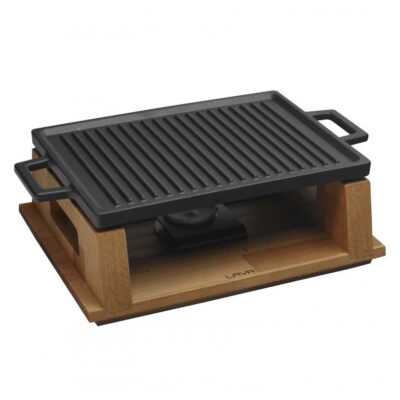 Tava din fonta ECO pentru cuptor, suport din lemn, 30x22cm