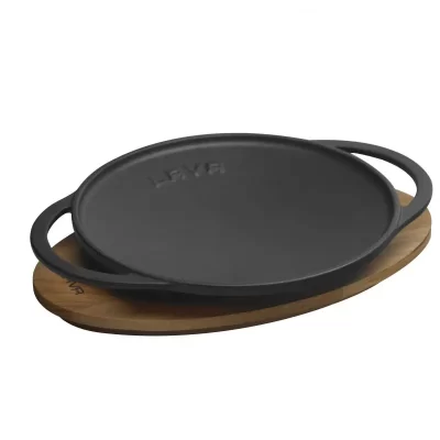 Tigaie Wok din fonta ECO, suport de lemn, diametru 20cm