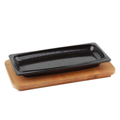 Tava din fonta cu suport din lemn ECO 30x15cm