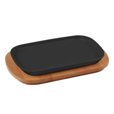Tava din fonta cu suport din lemn ECO 32x20cm