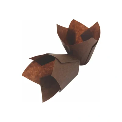 Hartie pentru copt briose, forma lalea, maro