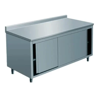 Masa de lucru tip dulap cu usi glisante si rebord, 1600x700mm