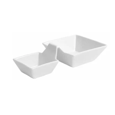 Bol dublu 23.5x12.5x5cm Ming Blanco