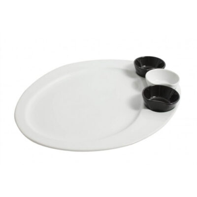 Platou cu 3 vase pentru sosuri 34cm