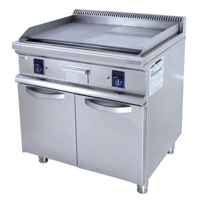 Fry top electric cu suprafata neteda/ striata si dulap, 800x700mm