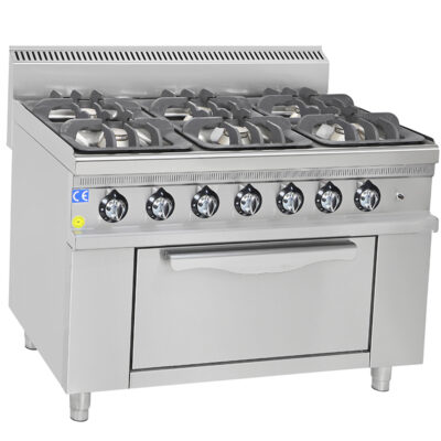 Masina de gatit pe gaz cu 6 arzatoare si cuptor, 1200x700x850mm