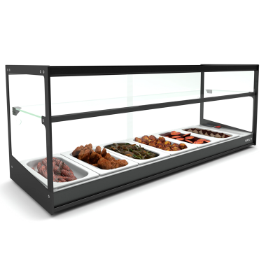 Vitrina calda orizontala tip Bain-Marie cu polita si 6 cuve GN1/3