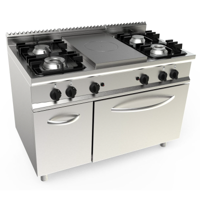 Masina de gatit pe gaz cu 4 arzatoare, plita si cuptor pe gaz GN2/1, 1200x700mm