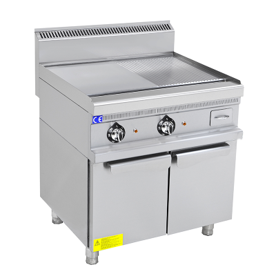 Fry top pe gaz cu suprafata neteda/striata, 800x700x850mm