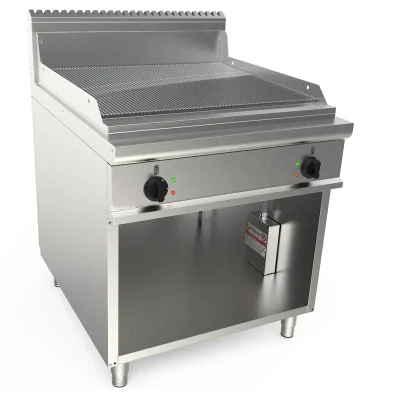 Fry top electric cu suprafata striata cromata si suport deschis, 800x900mm