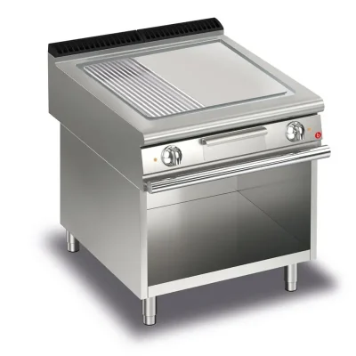 Fry top electric cu suprafata neteda si striata, suport deschis, 800x700mm