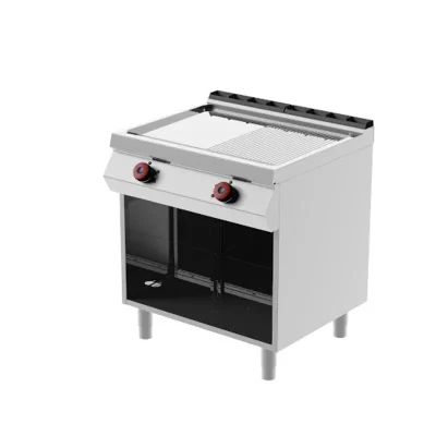 Fry top electric cu suprafata neteda si striata, suport deschis, 800x700mm