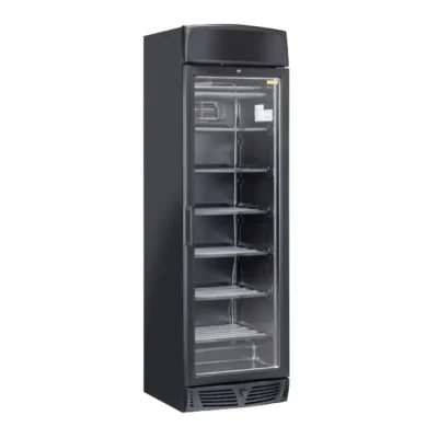Vitrina de congelare verticala, cu usa din sitcla, neagra, 300 litri